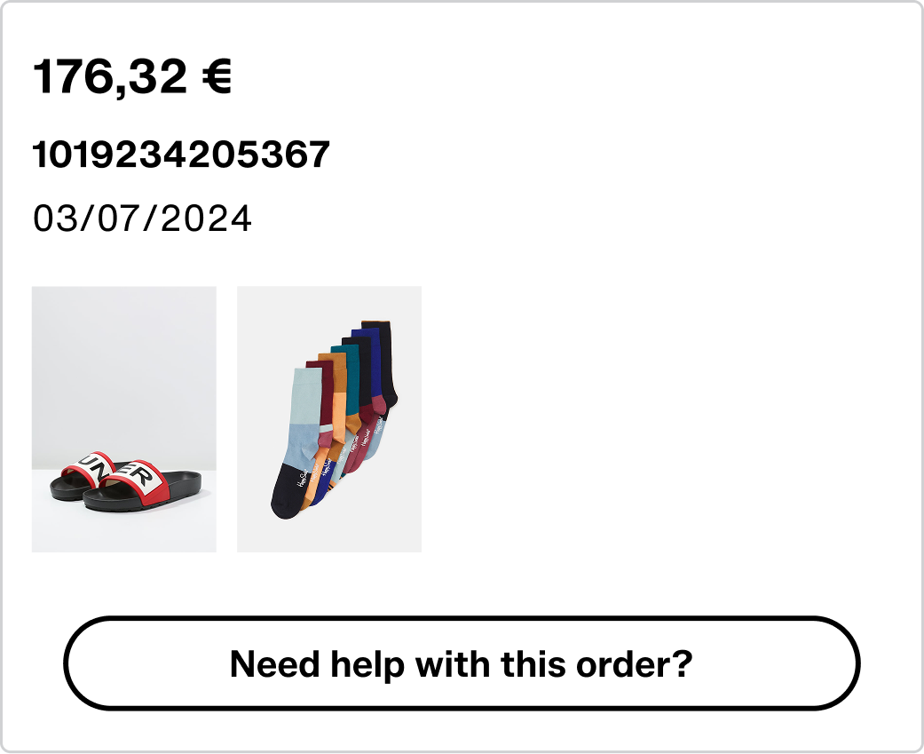 Current delivery card — order details with help prompt